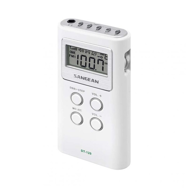 Sangean DT-120W AM/FM sztereó szintézeres fehér zsebrádió