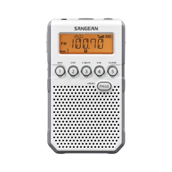 Sangean DT-800W digitális szintézeres FM-RDS hangszórós fehér zsebrádió