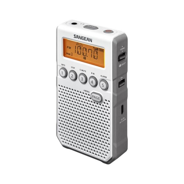 Sangean DT-800W digitális szintézeres FM-RDS hangszórós fehér zsebrádió