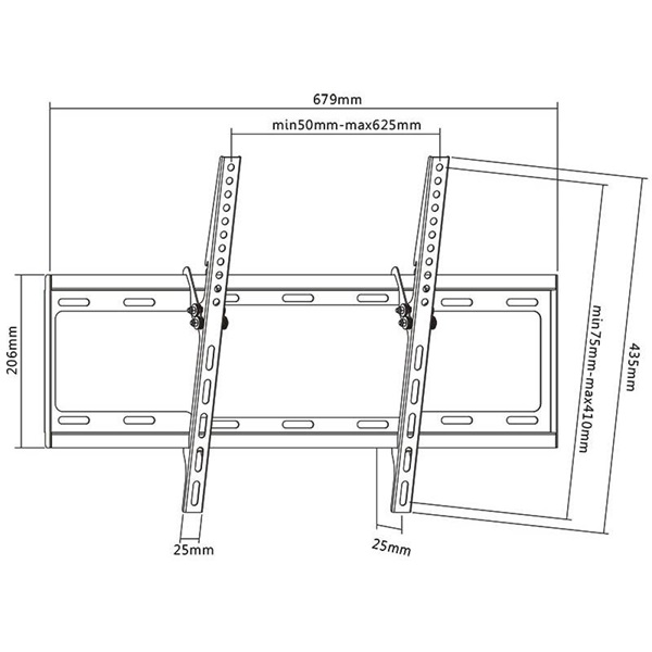 Sbox PLB-3446T 37"-70" VESA 600x400 dönthető fali konzol