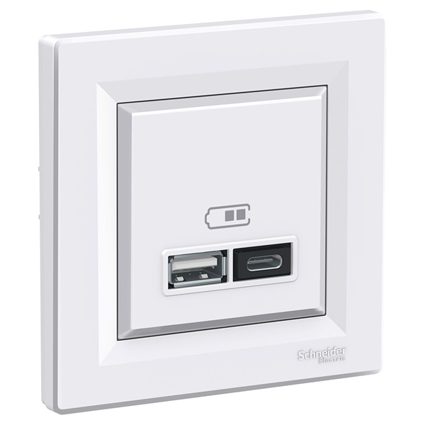 Schneider EPH2700321 ASFORA 2,4A/A+C/fehér dupla USB töltő