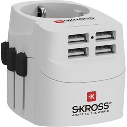 Skross PROLIGHTUSB-4XA 4xUSB töltő bemenettel földelt világutazó adapter