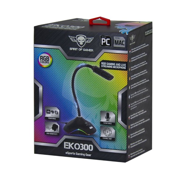 Spirit of Gamer EKO 300 RGB fekete USB mikrofon