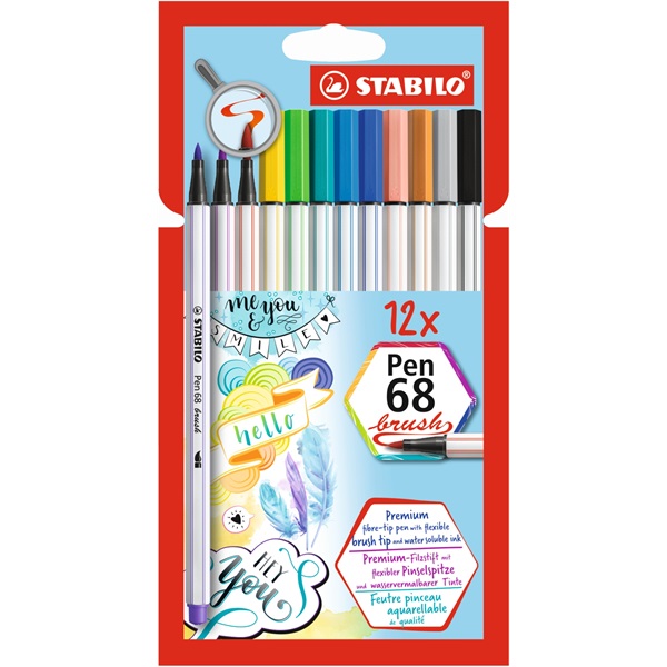 Stabilo Pen 68 brush 12db-os vegyes színű ecsetfilc