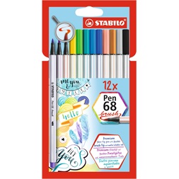 Stabilo Pen 68 brush 12db-os vegyes színű ecsetfilc