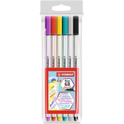 Stabilo Pen 68 brush 6db-os vegyes színű ecsetfilc