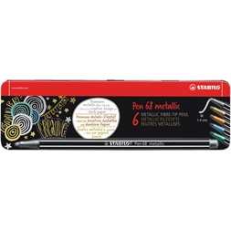 Stabilo Pen 68 metallic fémdobozos 6db-os vegyes színű filctoll készlet