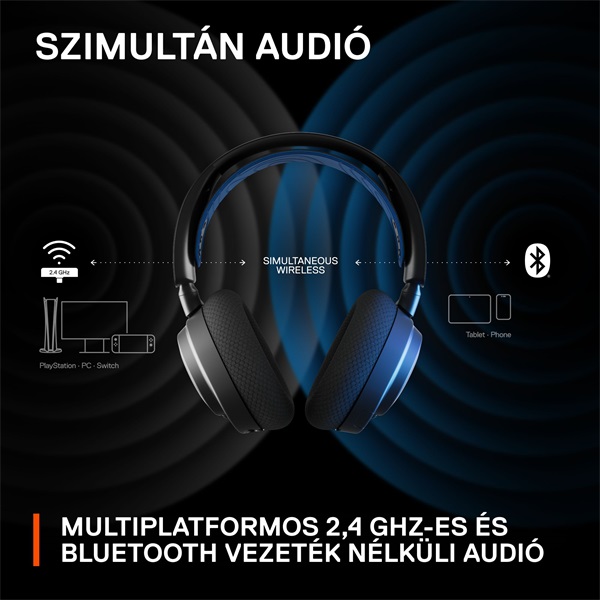 Steelseries Arctis Nova 7P vezeték nélküli kék-fekete gamer headset