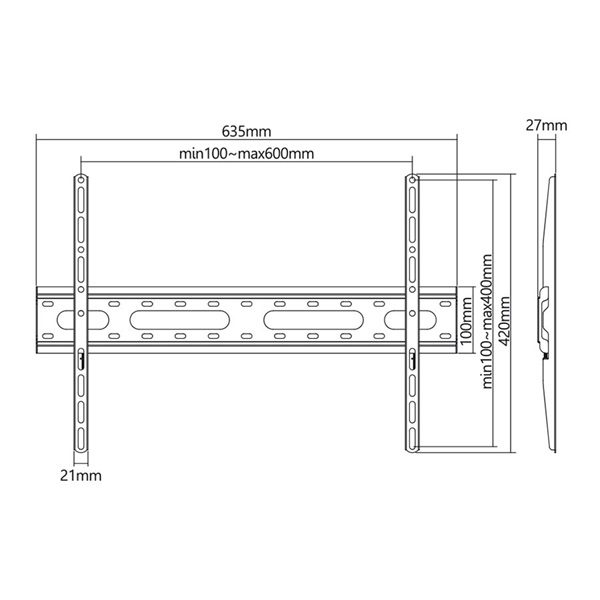 Stell SHO 4220 Slim 37"-70" VESA 600x400 fix fali konzol