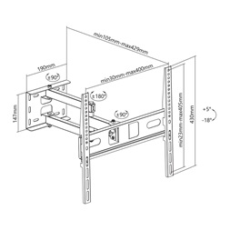 Stell SHO 4600 32"-55" VESA 400x400 kihúzható fali konzol