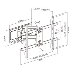 Stell SHO 5630 37"-80" VESA 600x400 kihúzható fali konzol