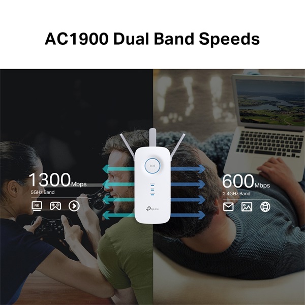 TP-Link RE550 AC1900 Mesh Dual-Band Vezeték nélküli Range Extender