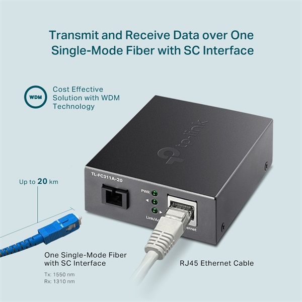 TP-Link TL-FC311A-20 Gigabit WDM Média Konverter