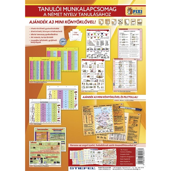 Tanulói munkalapcsomag német német nyelvi A3 alátéttel és kék filctollal