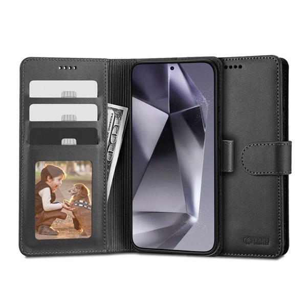 Tech-Protect TP690541 Samsung Galaxy S24 Wallet flipes fekete bőrtok