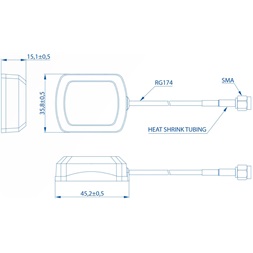 Teltonika PR1KSG30 GNSS ragasztással rögzíthető SMA antenna