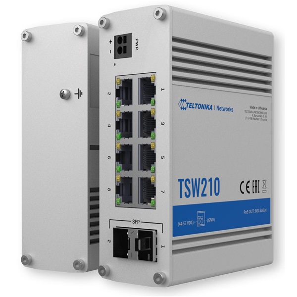 Teltonika TSW210 8x GbE LAN 2x SFP port nem menedzselhető switch