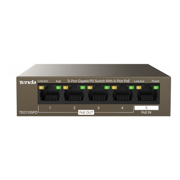 Tenda TEG1105PD 5port GbE LAN 4xPoE LAN port switch