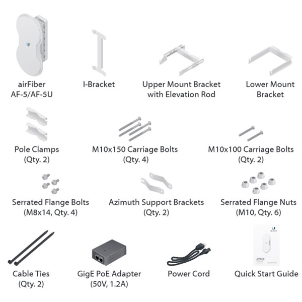 Ubiquiti AF-5 AirFiber 1Gbps+ Duplex Pont-Pont Gigabit Radio