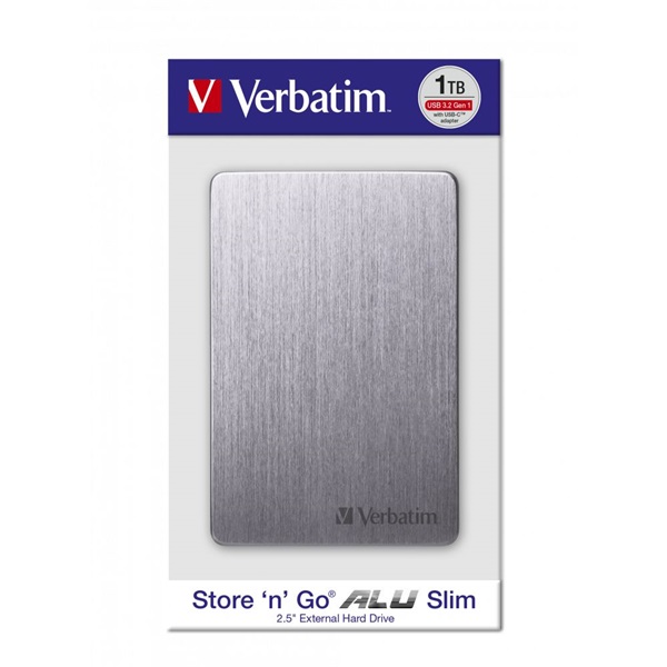 Verbatim 53662 Store `n` Go ALU Slim 2,5” 1TB USB 3.2 Gen 1 szürke HDD