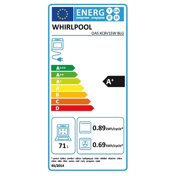 Whirlpool OAS KC8V1SW BLG fekete beépíthető sütő