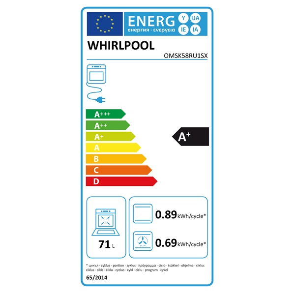 Whirlpool OMSK58RU1SX inox beépíthető sütő