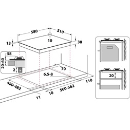 Whirlpool TKRL 661 IX EU inox beépíthető gáz főzőlap