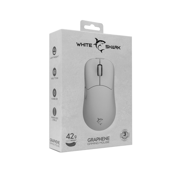 White Shark GRAPHENE WS GM-5014W 6200dpi fehér gamer egér