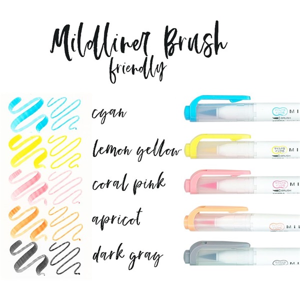 Zebra Mildliner Brush Friendly 5db-os kettős végű ecset marker